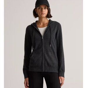NWT $165 Quince Women's 100% Mongolian Cashmere Zip Hoodie Charcoal Medium